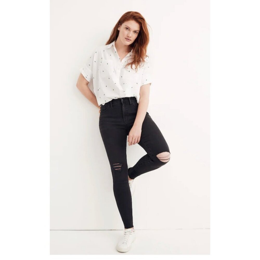 Madewell $128 Taller Mid-Rise Skinny Jeans in Black Sea Size TL25 H2360